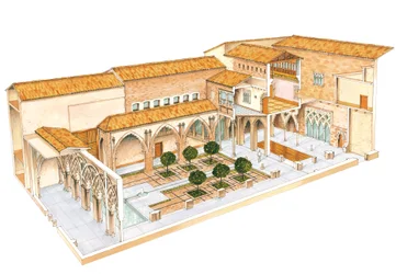 Aljaferia, Zaragoza, Spain. Islamic Palace. Santa Isabel Courtyard